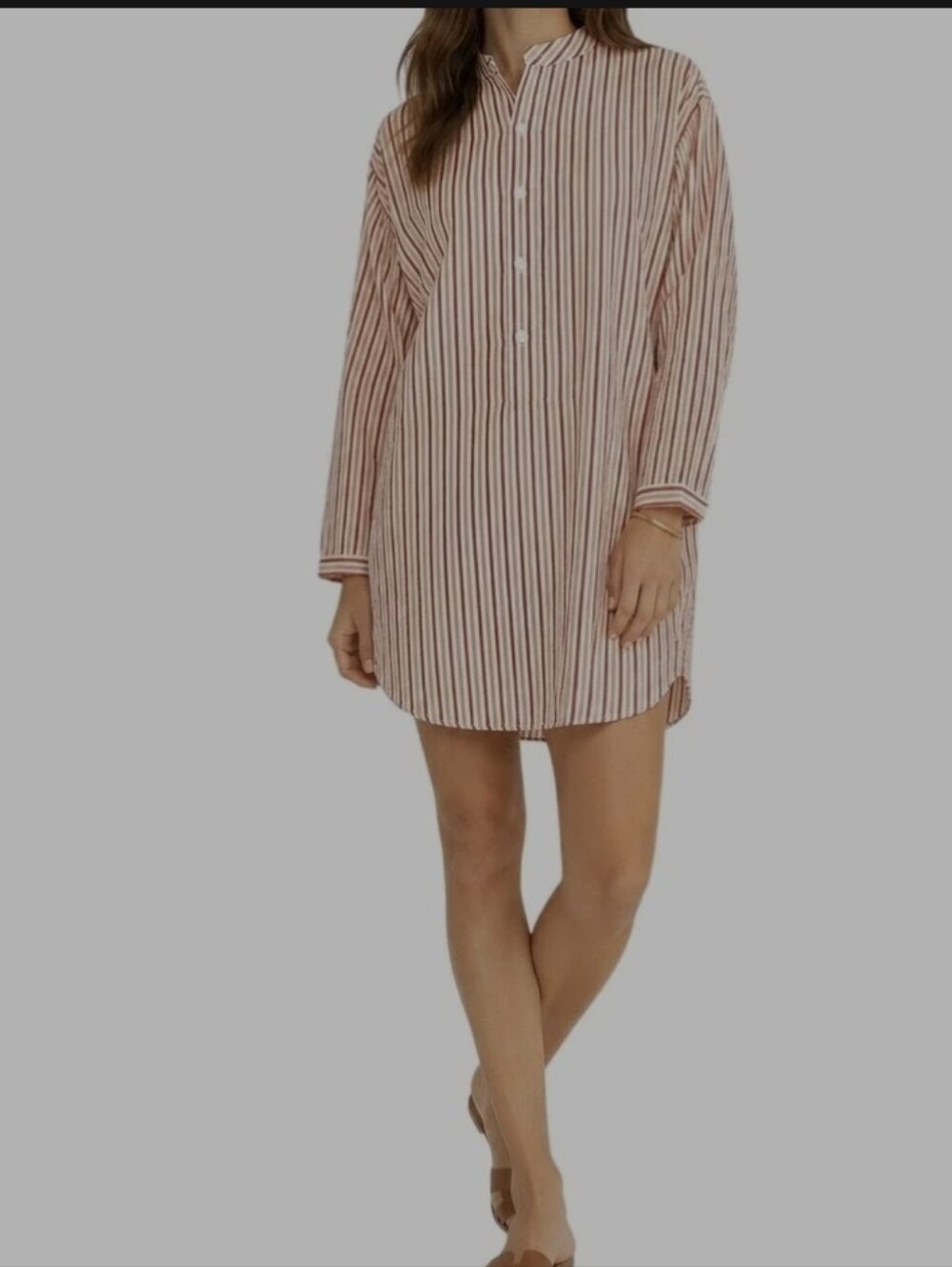 TUCKERNUCK NWT MANDARIN COLLAR STRIPED BUTTON UP SHIRT DRESS SZ SMALL - Picture 1 of 5